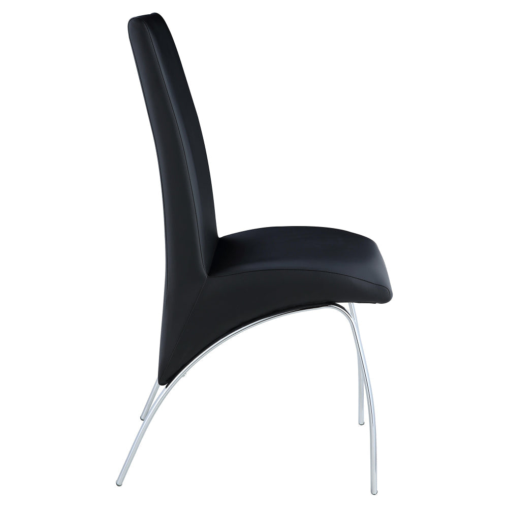 Leatherette Upholstered Side Chairs with Metal Base Black and Silver Set of Two - 71112 AMF-71112