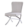 Velvet Upholstered Metal Side Chair with X Style Base Light Gray and Silver Set of Two - 71182 AMF-71182