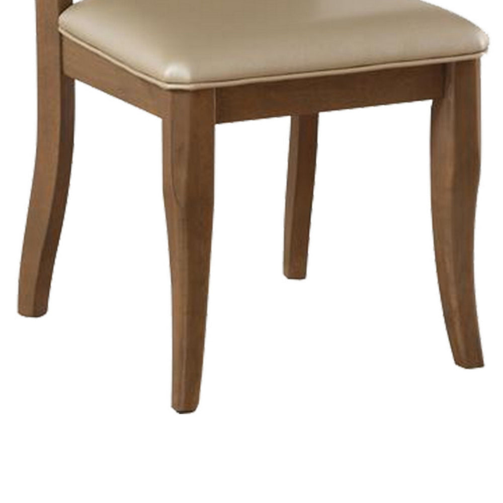 Leatherette Upholstered Wooden Side Chair Set of 2 Beige and Brown - 71767 AMF-71767