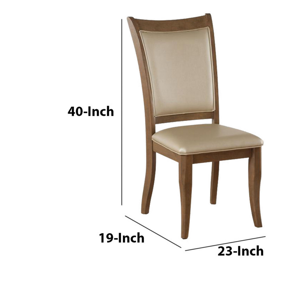 Leatherette Upholstered Wooden Side Chair Set of 2 Beige and Brown - 71767 AMF-71767