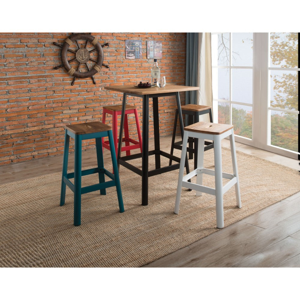 Transitional Square Shaped Wooden Bar Table With Metal Base Black and Brown - ACME AMF-72330