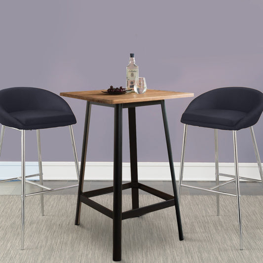 Transitional Square Shaped Wooden Bar Table With Metal Base, Black and Brown - ACME