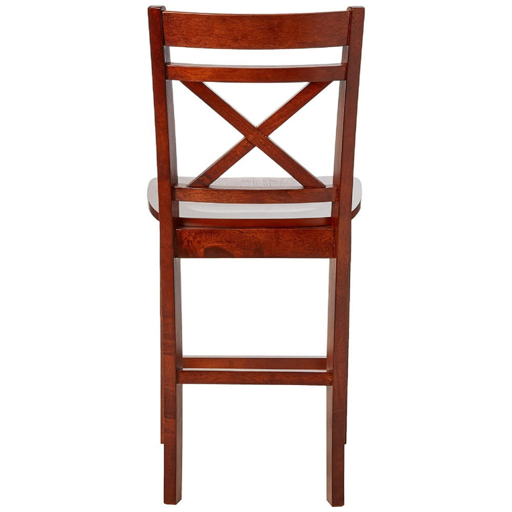 Wooden Counter Height Chair with Cross Back Set of 2 Cherry Brown - 72537 AMF-72537