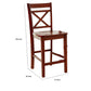 Wooden Counter Height Chair with Cross Back Set of 2 Cherry Brown - 72537 AMF-72537