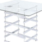 Mirror Top Counter Height Table With Metal Architectural Base Chrome & Clear By Casagear Home AMF-72590