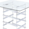 Mirror Top Counter Height Table With Metal Architectural Base Chrome & Clear By Casagear Home AMF-72590