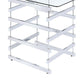 Mirror Top Counter Height Table With Metal Architectural Base Chrome & Clear By Casagear Home AMF-72590