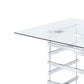 Mirror Top Counter Height Table With Metal Architectural Base Chrome & Clear By Casagear Home AMF-72590