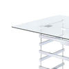 Mirror Top Counter Height Table With Metal Architectural Base Chrome & Clear By Casagear Home AMF-72590