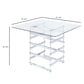 Mirror Top Counter Height Table With Metal Architectural Base Chrome & Clear By Casagear Home AMF-72590