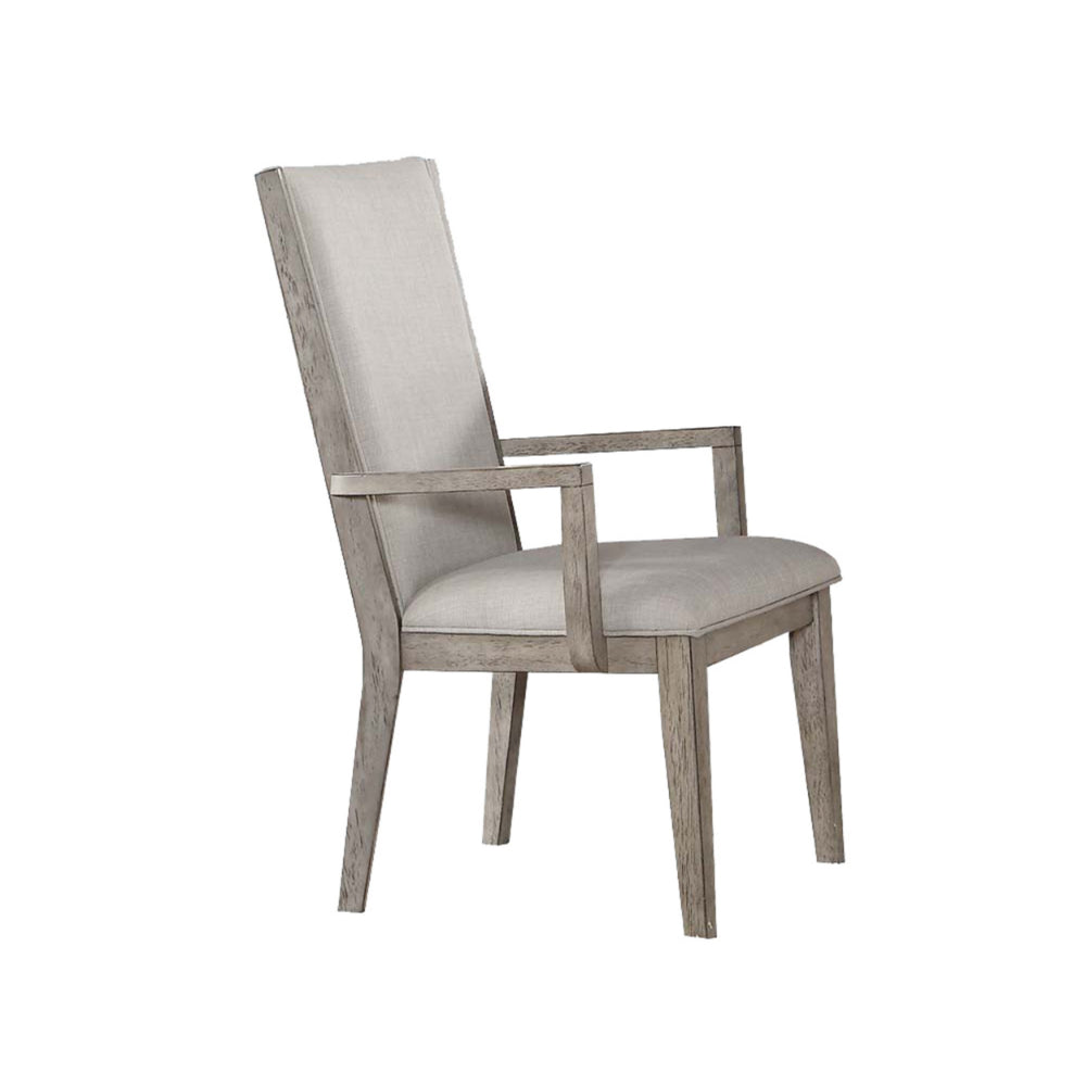 Wooden Arm Chairs with Fabric Padded Seat and High Backrest Gray Set of Two - 72863 By Casagear Home AMF-72863