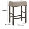 Wooden Counter Height Stool with Linen Upholstered Saddle Seat Set of 2 Beige and Gray By Casagear Home AMF-73833