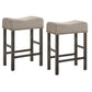 Wooden Counter Height Stool with Linen Upholstered Saddle Seat Set of 2 Beige and Gray By Casagear Home AMF-73833