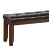 Leatherette Upholstered Tufted Wooden Bench with Chamfered Legs Brown By Casagear Home AMF-74625