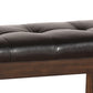 Leatherette Upholstered Tufted Wooden Bench with Chamfered Legs Brown By Casagear Home AMF-74625