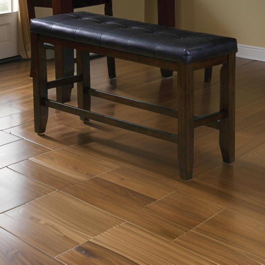 Comfy Wooden Counter Height Bench, Black & Espresso Brown-ACME