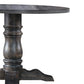 Wooden Round Dining Table With Heavy Pedestal Feet Weathered Gray By Casagear Home AMF-74640