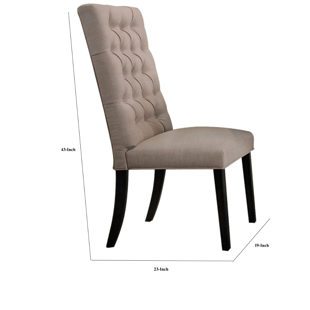 Wooden Dining Side Chair with Button Tufted Back Set of 2 Tan Brown and Black - 74647 AMF-74647