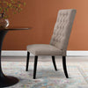 Wooden Dining Side Chair with Button Tufted Back Set of 2 Tan Brown and Black - 74647 AMF-74647