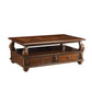 2 Drawer Wooden Coffee Table with Bun Feet and Ring Pulls Brown AMF-80010