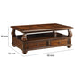 2 Drawer Wooden Coffee Table with Bun Feet and Ring Pulls Brown AMF-80010