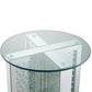 23’ Round Mirrored End Table with Glass Top Silver By ACME AMF-80217