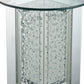 23" Round Mirrored End Table with Glass Top, Silver By ACME