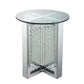 23’ Round Mirrored End Table with Glass Top Silver By ACME AMF-80217