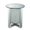 23’ Round Mirrored End Table with Glass Top Silver By ACME AMF-80217