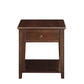 Wooden End Table with One Drawer and One Shelf Walnut Brown - 80255 AMF-80255