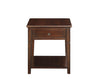 Wooden End Table with One Drawer and One Shelf Walnut Brown - 80255 AMF-80255