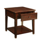 Wooden End Table with One Drawer and One Shelf Walnut Brown - 80255 AMF-80255