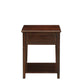 Wooden End Table with One Drawer and One Shelf, Walnut Brown - 80255