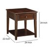 Wooden End Table with One Drawer and One Shelf Walnut Brown - 80255 AMF-80255