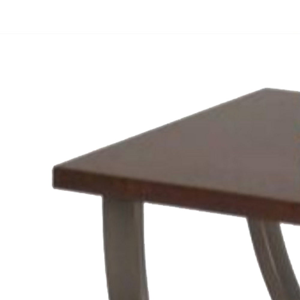 23’ Wood Top End Table with Curved Metal Legs Dark Brown - 80357 AMF-80357