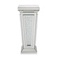 Glass Top Pedestal Stand with Mirror Panel and Faux Crystal Silver AMF-80392