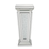 Glass Top Pedestal Stand with Mirror Panel and Faux Crystal Silver AMF-80392