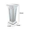 Glass Top Pedestal Stand with Mirror Panel and Faux Crystal Silver AMF-80392