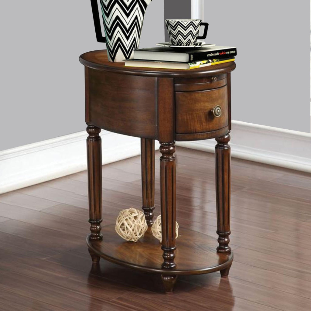 Alluring Side Table, Dark Oak Brown