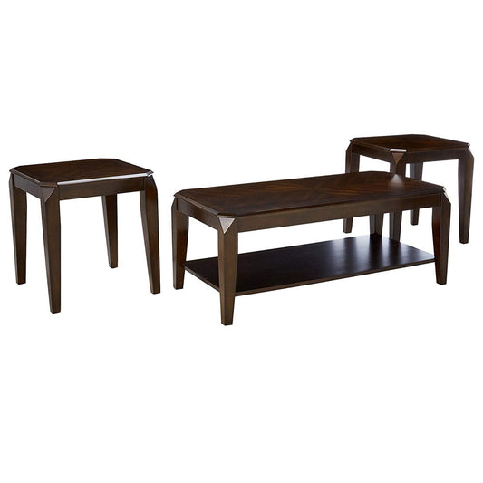 Docila 3Pc Pack Coffee/End Table Set Walnut By Casagear Home AMF-80655