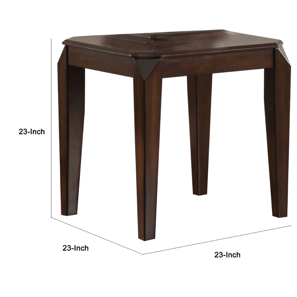 22.5’ Wood End Table with Beveled Tapered Legs Brown - 80662 AMF-80662