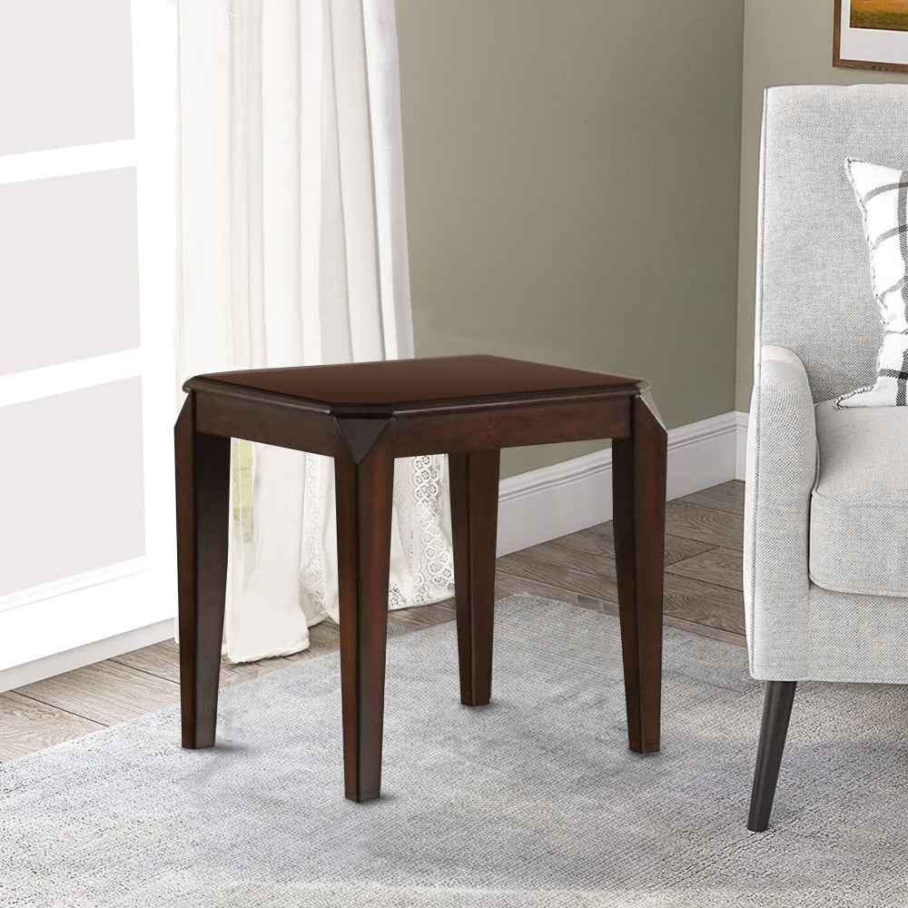 22.5" Wood End Table with Beveled Tapered Legs, Brown - 80662