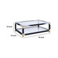 Rectangular Metal Coffee Table with Glass Top and Shelf Black - 81000 AMF-81000