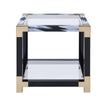 25’ Metal Frame Square End Table with Glass Top and Bottom Clear and Black AMF-81002