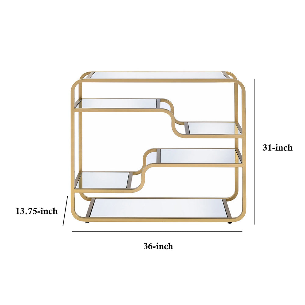 31 Inch Metal Frame Mirrored Sofa Table Gold and Silver - 81093 AMF-81093