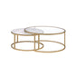 Nesting Coffee Tables with Glass and Marble Tops Set of Two Gold Frame - 81110 AMF-81110