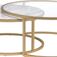 Nesting Coffee Tables with Glass and Marble Tops Set of Two Gold Frame - 81110 AMF-81110