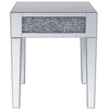 Wood and Mirror End Table with Faux Crystals Inlay Clear By Casagear Home AMF-81417