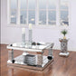 Wood and Mirror Coffee Table with One Shelf, Clear and Black By Casagear Home