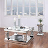 Wood and Mirror Coffee Table with One Shelf, Clear and Black By Casagear Home